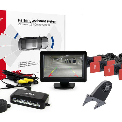 AMiO AMiO Parkeerhulpsysteem TFT01 4,3 inch LCD Beeldscherm - HD502IR Camera en 4 Zwarte Sensoren Binnenmontage AMiO 1