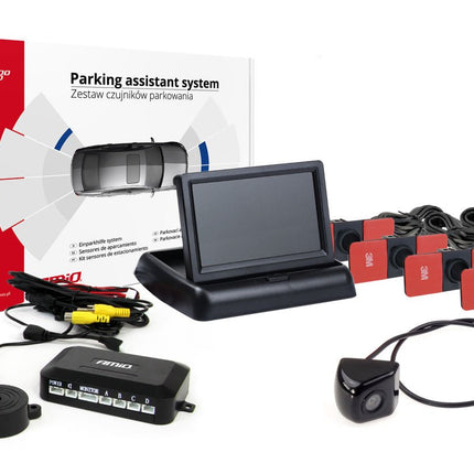 AMiO AMiO Parkeerhulpsysteem TFT02 4,3 inch FlipUp LCD Beeldscherm - CAM310 Camera 4 Zwarte 16,5mm Sensoren Auto Parkeerhulp AMiO 9