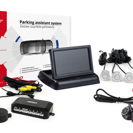 AMiO AMiO Parkeerhulpsysteem TFT02 4,3 inch LCD Beeldscherm - HD305LED Camera en 4 Zilveren Sensoren voor Auto AMiO 1