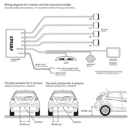 AMiO AMiO Parkeerhulpsysteem TFT02 4,3 inch LCD Beeldscherm - HD307IR Camera en 4 Zilveren Sensoren voor Auto AMiO 10
