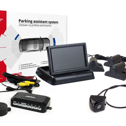 AMiO AMiO Parkeerhulpsysteem TFT02 4,3 inch LCD Beeldscherm - HD308LED Camera 4 Zwarte Sensoren Truck Grote Voertuigen AMiO 8