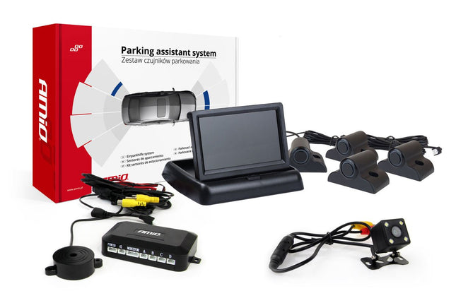 AMiO AMiO Parkeerhulpsysteem TFT02 4,3 inch LCD Beeldscherm HD315LED Camera 4 Zwarte Sensoren Truck Grote Voertuigen AMiO 5
