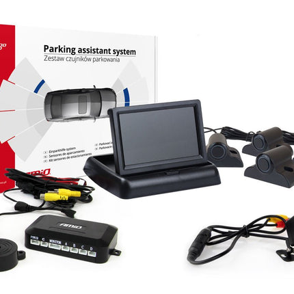 AMiO AMiO Parkeerhulpsysteem TFT02 4,3 inch LCD Beeldscherm HD315LED Camera 4 Zwarte Sensoren Truck Grote Voertuigen AMiO 1