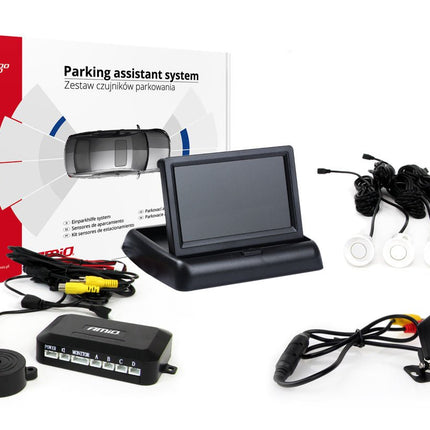 AMiO AMiO Parkeerhulpsysteem TFT02 4,3 inch LCD Beeldscherm - HD315LED Camera en 4 Witte Sensoren AMiO 1