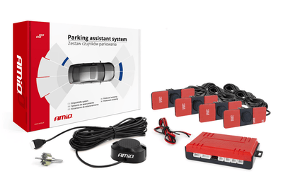AMiO Parkeersensor Parkeerhulpsysteem LED met 4 Plak Sensoren & Pieper Inbouw Zwart