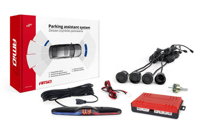 AMiO Parkeersensor Parkeerhulpsysteem MAX LED met 4 Sensoren en Zoemer Inbouw Zwart