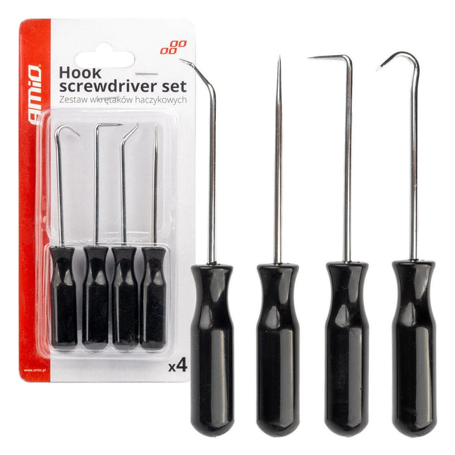 AMiO Precisie Pick en Haak Set 4 - delig - Universeel Gereedschap voor Auto Reparatie, Elektronica, Hobby en DIY Werkzaamheden - VCTparts.nl