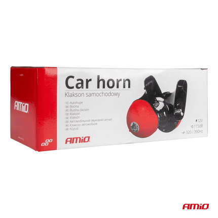 AMiO AMiO Premium Hoorn Harde Toeter/Claxon 115dB voor Auto 125mm 12V Rood Zwart (set) AMiO 2