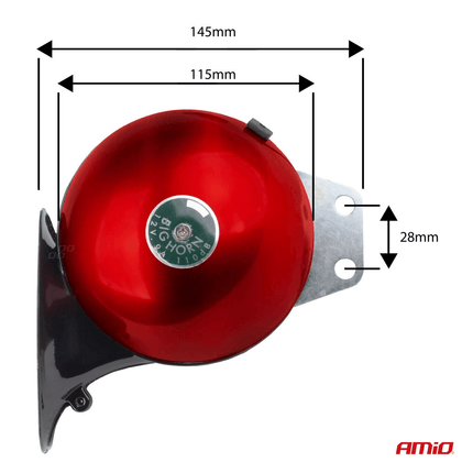 AMiO AMiO Premium Hoorn Harde Toeter/Claxon 115dB voor Auto 125mm 12V Rood Zwart (set) AMiO 4