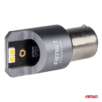 AMiO AMiO PY21W BAU15s LED 12V - 24V 4x3030 SMD Oranje Canbus [Knipperlicht - Richtingaanwijzer] (2 stuks) AMiO 3