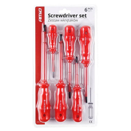 AMiO AMiO Schroevendraaier Set CR - V Staal 6 Stuks Magnetische Kop - Rood AMiO 2