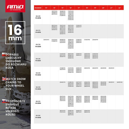 AMiO Sneeuw Kettingen Gehard Staal 16 mm 4x4 KB - 240 7500 kg - VCTparts.nl
