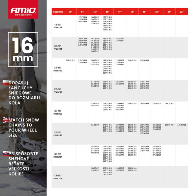 AMiO Sneeuw Kettingen Gehard Staal 16 mm 4x4 KB - 240 7500 kg - VCTparts.nl