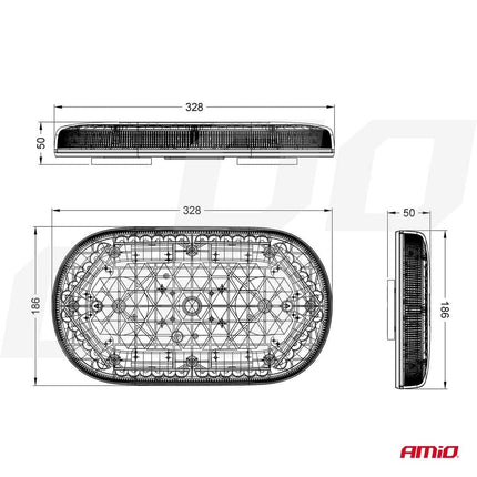 AMiO AMiO Stroboscoop Zwaailicht Hoge Intensiteit Magnetische Houder Mini Lichtbar / LED Bar WLB78 293x171mm R65 R10 48LED 12/24V IP56 Oranje AMiO 3