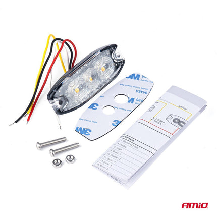 AMiO AMiO Stroboscoop Zwaailicht Slanke Amber Grillmontage Flitslamp 3x3W LED R65 R10 12/24V IP67 Oranje AMiO 4