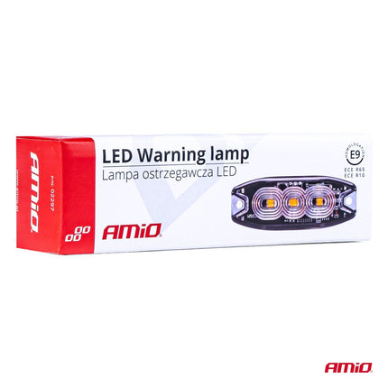 AMiO AMiO Stroboscoop Zwaailicht Slanke Amber Grillmontage Flitslamp 3x3W LED R65 R10 12/24V IP67 Oranje AMiO 2