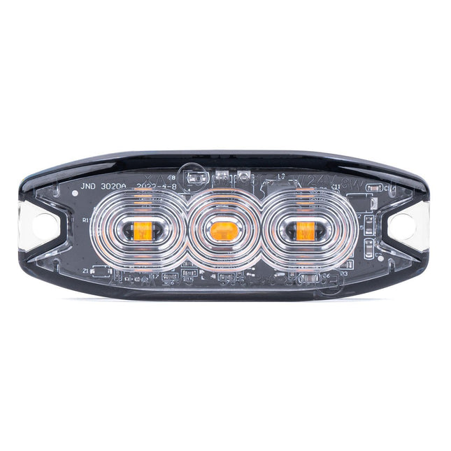 AMiO Stroboscoop Zwaailicht Slanke Amber Grillmontage Flitslamp 3x3W LED R65 R10 12/24V IP67 Oranje - VCTparts.nl