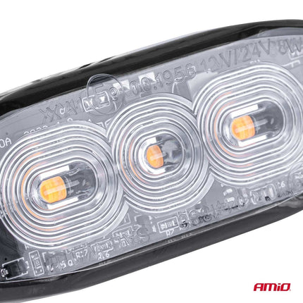 AMiO AMiO Stroboscoop Zwaailicht Slanke Amber Grillmontage Flitslamp 3x3W LED R65 R10 12/24V IP67 Oranje AMiO 5