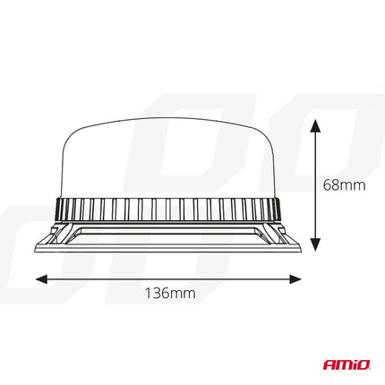 AMiO AMiO Stroboscoop Zwaailicht Waarschuwingslamp W03B 3BOLT 36LED 12/24V IP56 Oranje R65 R10 AMiO 3