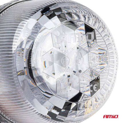 AMiO Stroboscoop Zwaailicht Waarschuwingslamp W25sb Enkele Bout R65 R10 24LED 12/24V IP66 Oranje - VCTparts.nl