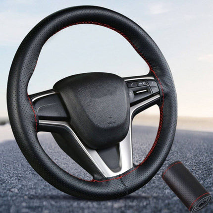 AMiO Stuurwiel Kunstleer Bekleding Hoes met Naald en Draad 38 - 39cm Zwart - VCTparts.nl