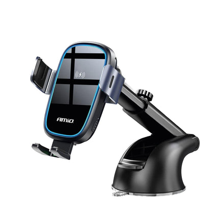 AMiO AMiO Suction Mount Telefoonhouder met 15W Draadloze Oplader - Verstelbare Arm en Herbruikbare Zuignap Zwart AMiO 1