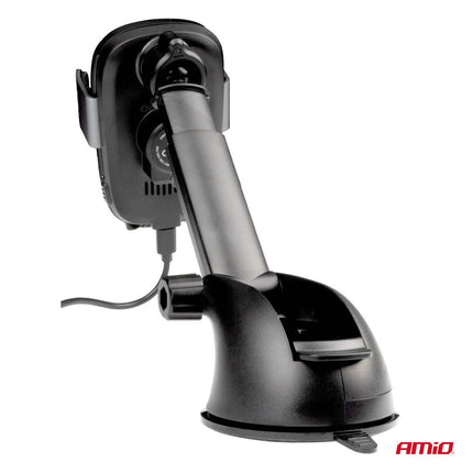AMiO AMiO Suction Mount Telefoonhouder met 15W Draadloze Oplader - Verstelbare Arm en Herbruikbare Zuignap Zwart AMiO 4