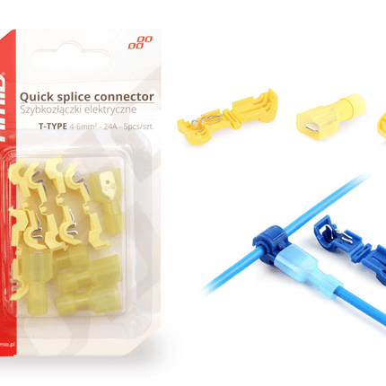 AMiO AMiO T - Type Snelsluitende Connector (4 - 6mm) 24A Blisterverpakking Geel (5 sets) AMiO 1