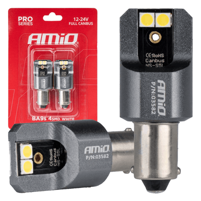 AMiO T4W BA9S LED 12V-24V 4x3030 SMD Wit Canbus [Koplamp -Dagrijverlichting] (2 stuks)