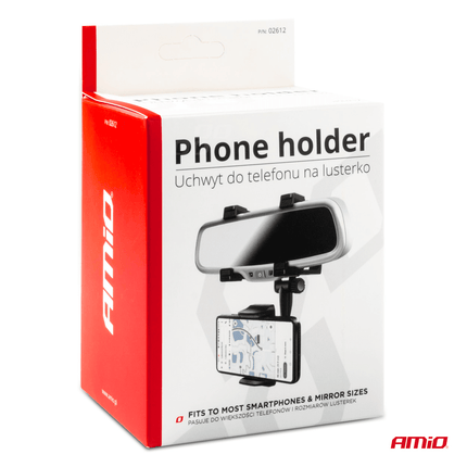 AMiO AMiO Telefoonhouder voor Achteruitkijkspiegel Auto Verstelbaar Zwart AMiO 2