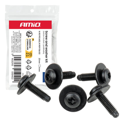 AMiO Torx Schroeven en Ringenset Ø6 mm x 23 mm - 5 Sets - Universele Bevestigingsset voor Auto-onderdelen AMiO 1