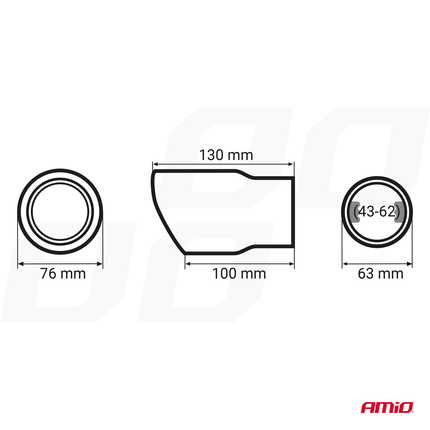 AMiO AMiO Uitlaat Einddemper Sierstuk RVS MT 017B Koppelstuk 63mm Zwart AMiO 5