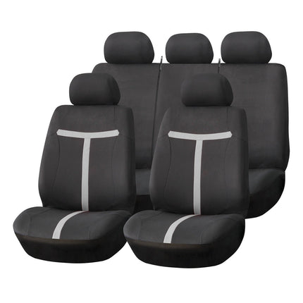 AMiO Universal Car Seat Cover Set SC - 06 – 9 - delige Stoelhoezen voor Voor - en Achterstoelen, Zwart en Grijs, Airbagveilig en Slijtvast - VCTparts.nl