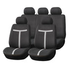 AMiO Universal Car Seat Cover Set SC - 06 – 9 - delige Stoelhoezen voor Voor - en Achterstoelen, Zwart en Grijs, Airbagveilig en Slijtvast - VCTparts.nl