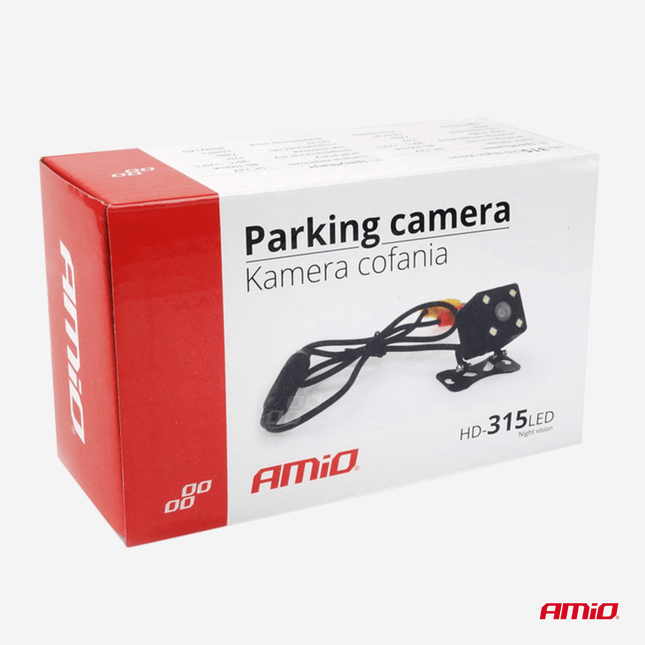 AMiO Universele Achteruitrij Camera 4 LED Nachtzicht voor Auto / Bus / Camper Zwart - VCTparts.nl