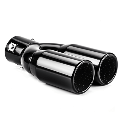 AMiO Universele Dubbele Uitlaat Demper Recht Tip RVS Koppelstuk (130 x 63 mm) Zwart