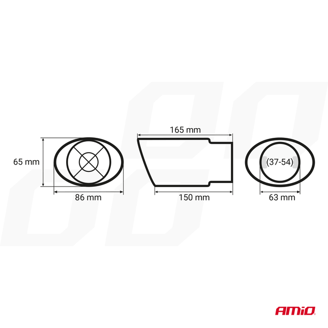 AMiO AMiO Universele Enkele Uitlaat Demper Recht Tip RVS Koppelstuk (86 x 65 mm) Chrome AMiO 2