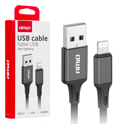 AMiO USB-A naar Lightning Kabel 2A 100cm FullLINK - Hoogwaardige Snellader Oplaadkabel Snoer