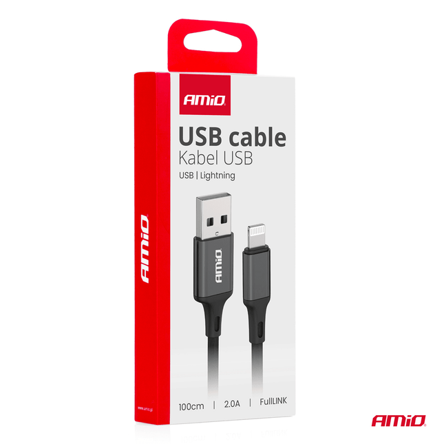 AMiO USB - A naar Lightning Kabel 2A 100cm FullLINK - Hoogwaardige Snellader Oplaadkabel Snoer - VCTparts.nl