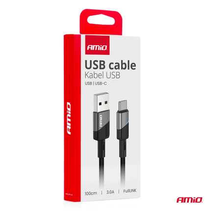 AMiO AMiO USB - A naar USB - C Kabel 3A 100cm FullLINK Premium - Hoogwaardige Snellader Oplaadkabel Snoer AMiO 2