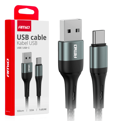AMiO USB-A naar USB-C Kabel 3A 200cm FullLINK - Hoogwaardige Snellader Oplaadkabel Snoer