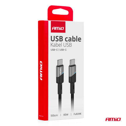 AMiO AMiO USB - C naar USB - C Kabel 60W 100cm FullLINK Premium - Hoogwaardige Snellader Oplaadkabel Snoer AMiO 2