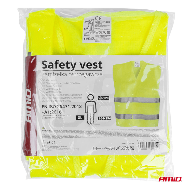 AMiO Veiligheidsvest Geel SV - 01 Reflecterend Hesje met ISO Certificaat (120gr/m) - VCTparts.nl