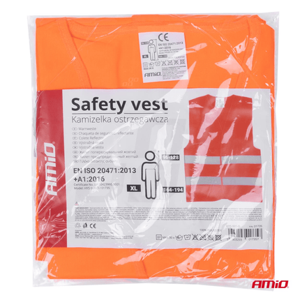 AMiO Veiligheidsvest Oranje SV - 01 Reflecterend Hesje met ISO Certificaat (120gr/m) - VCTparts.nl