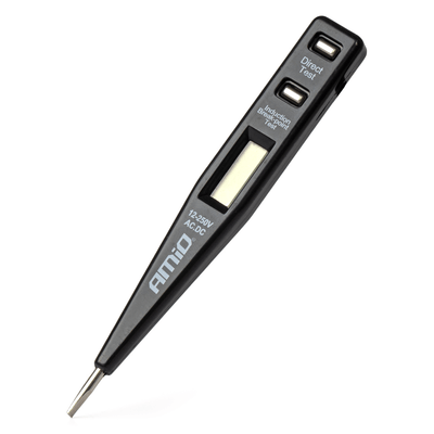 AMiO Voertuig Voltage Circuit Tester Spanningsmeter Spanningszoeker 12-250V Detector Zwart