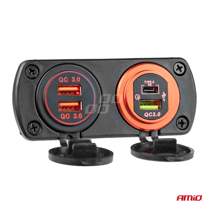 AMiO AMiO Waterdichte Telefoon Lader Autostekker Inbouwdoos USB - A en USB - C 12V 24V Universeel AMiO 5