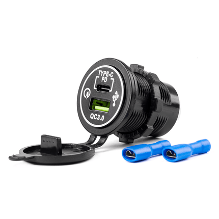 AMiO AMiO Waterdichte Telefoon Lader Autostekker Inbouwdoos USB - A en USB - C 12V 24V Universeel AMiO 1