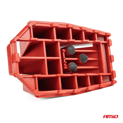 AMiO Wielkeg Wielblok Klem Bandenstopper Rolstopper met Rem Kunststof Rood - VCTparts.nl