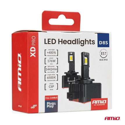 AMiO AMIO XD PRO D8S LED Koplampen Full Canbus 6500K Wit Licht - 14424LM 176W D8S Xenon Vervanging Plug and Play Krachtige Upgrade AMiO 9