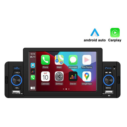 Android Auto Inbouw Radio Speler Digitaal LED Display Scherm met Bluetooth Aux 1DIN Mirrorlink Fm - VCTparts.nl